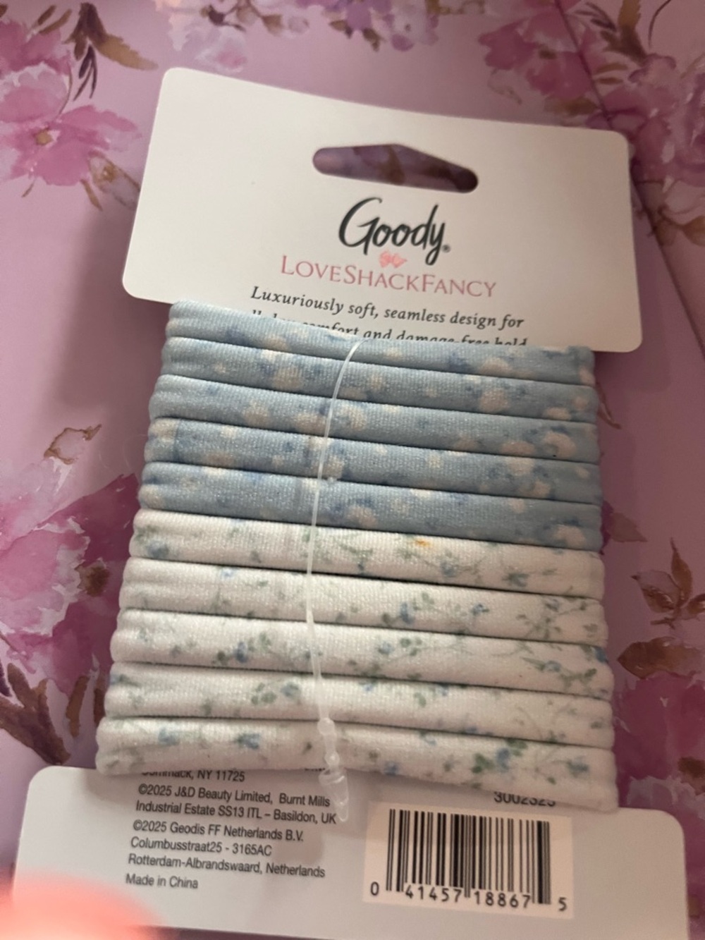 LoveShackFancy Blue and Cream Floral Fabric Hair Bands